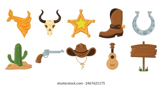 Wild West Element Illustration Kollektion Set