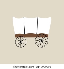 Wild west element in modern style flat, line style. Hand drawn vector illustration of old western wagon, carriage cartoon design. Cowboy patch, badge, emblem. svg