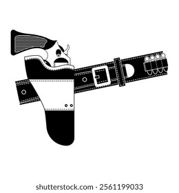 Wild West elements in modern decoration style. Western-themed vector illustration. Monochrome style.