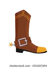 Wild west flat icon. Accessorie or object game and app ui icon. Cowboy boot with an asterisk