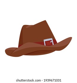Icono plano del oeste salvaje. Accesorio u objeto juego e icono de la aplicación ui. Sombrero de vaca