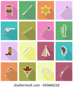 wild west flat icons vector illustration isolated on background