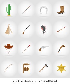 wild west flat icons vector illustration isolated on background