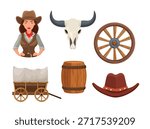 Wild west. Flat vector clipart, illustration with isolated background.