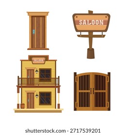 Salvaje oeste. Clipart de Vector plano, ilustración con fondo aislado.