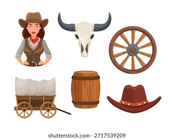 Salvaje oeste. Clipart de Vector plano, ilustración con fondo aislado.