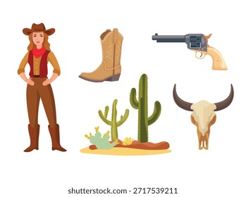 Wild west. Flat vector clipart, illustration with isolated background.