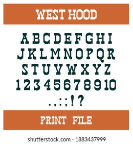wild west font set, alphabet letters. wild west typography font with trendy letters thin, bold, uppercase, lowercase and numbers. vector illustration.