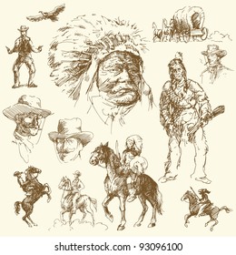 colección dibujada a mano en el oeste salvaje