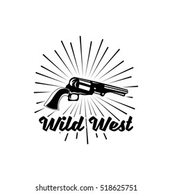 Wild West. Hand Drawn Old West Hand Gun. Vector Illustration