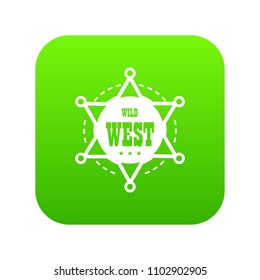 Wild west icon green vector isolated on white background