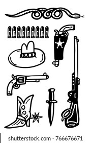 Wild West icon set