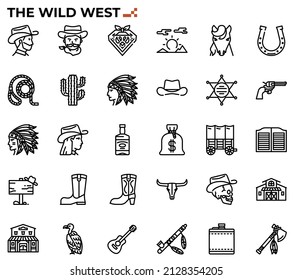 The wild west icon set for native american tribes issue and study, education, websites, presentations, books.