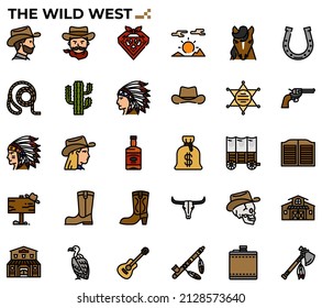 The wild west icon set for native american tribes issue and study, education, websites, presentations, books.