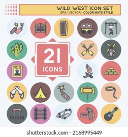 Wild-West-Symbolsatz. geeignet für Bildungs-Symbol. Farbpaarstil. einfaches Design bearbeitbar. Designvorlage, Vektor. einfache Symbolillustration