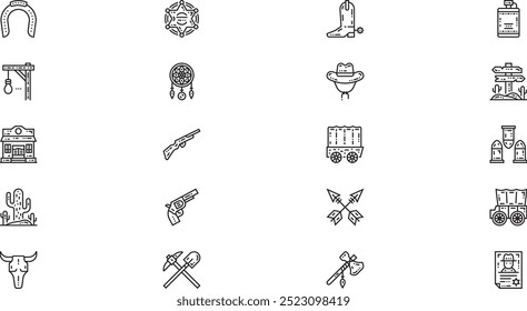 Wild west icons High-Quality Vector Icons Collection with Editable Stroke. Ideal for Professional and Creative Projects.