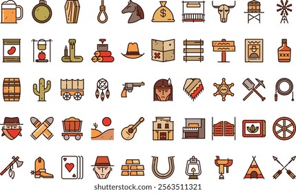 Wild west icons High-Quality Vector Icons Collection with Editable Stroke. Ideal for Professional and Creative Projects.
