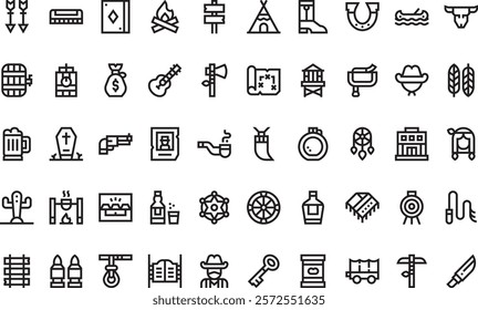 Wild west icons High-Quality Vector Icons Collection with Editable Stroke. Ideal for Professional and Creative Projects.
