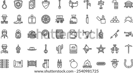 Wild west icons High-Quality Vector Icons Collection with Editable Stroke. Ideal for Professional and Creative Projects.