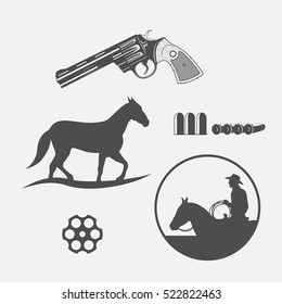 wild west icons set