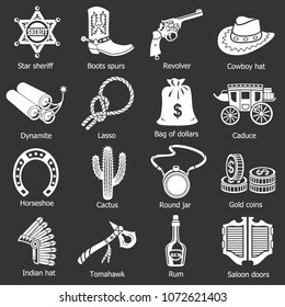 Wild west icons set vector white isolated on grey background 