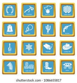 Wild west icons set vector sapphirine square isolated on white background 