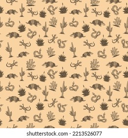 wild west illustration desert graphic vintage design seamless pattern