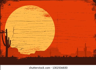 Wild west landscape background, Vector Illustration