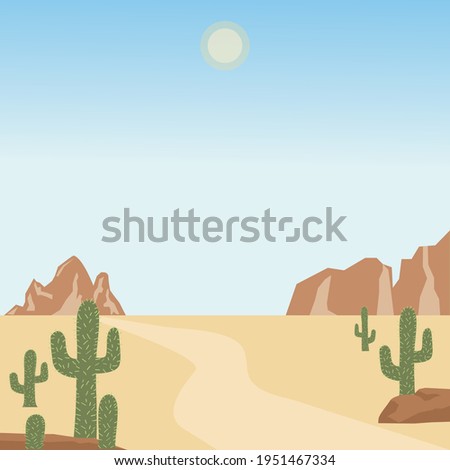 Wild west landscape noon background vector cartoon illustration