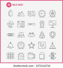 Wild West Line Icon for Web, Print and Mobile UX/UI Kit. Such as: Landscape, Montana, Mountain, Mountains, Wild, Flower, West Wild, Pictogram Pack. - Vector