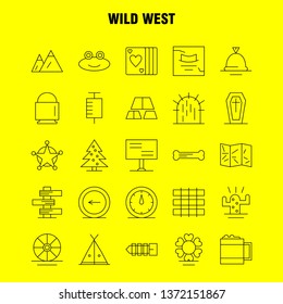 Wild West Line Icon for Web, Print and Mobile UX/UI Kit. Such as: Landscape, Montana, Mountain, Mountains, Wild, Flower, West Wild, Pictogram Pack. - Vector