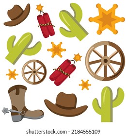 wild west pattern cowboy cactus