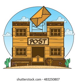 Wild West. Post office. Game background.
