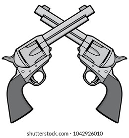 Wild West Revolvers Illustration Vector Cartoon Stock Vector (Royalty ...