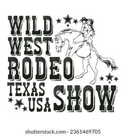 wild west rode show texas USA cowboy t-shirt design