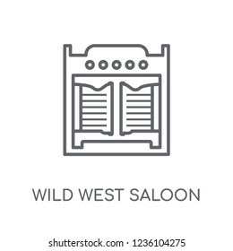 wild west Saloon linear icon. Modern outline wild west Saloon logo concept on white background from Desert collection. Suitable for use on web apps, mobile apps and print media.