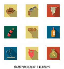 Wild west set icons in flat style. Big collection of wild west vector symbol stock illustration