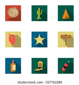 Wild west set icons in flat style. Big collection of wild west vector symbol stock illustration