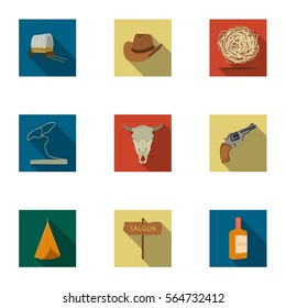 Wild west set icons in flat style. Big collection of wild west vector symbol stock illustration