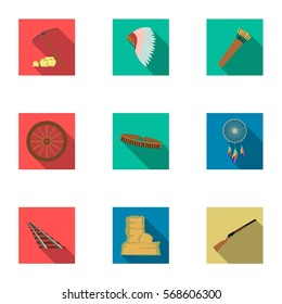 Wild west set icons in flat style. Big collection of wild west vector symbol stock illustration