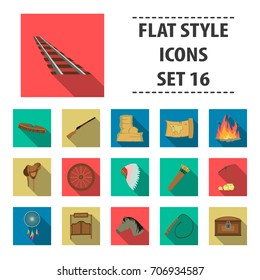 Wild west set icons in flat style. Big collection wild west vector symbol stock illustration