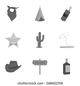 Wild west set icons in monochrome style. Big collection of wild west vector symbol stock illustration