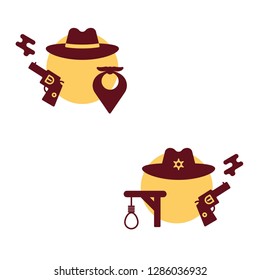 wild west sheriff and bandit vector icons