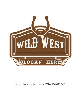 Wild West Sign Cowboy Vintage Brown Logo Emblem