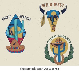 wild west texas cowboy vector illustration 