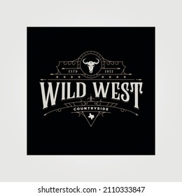 wild west texas logo vintage vector, western typography illustration logo design