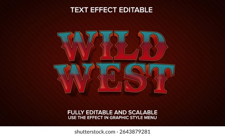 wild west text effect vector editable