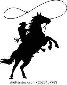 Wild West Themed Cowboy and Horse Isolated Vector Artwork