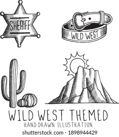Wild West Themed Hand Drawn Illustration