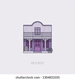 Wild west themed store building. Flat style vector illustration. 